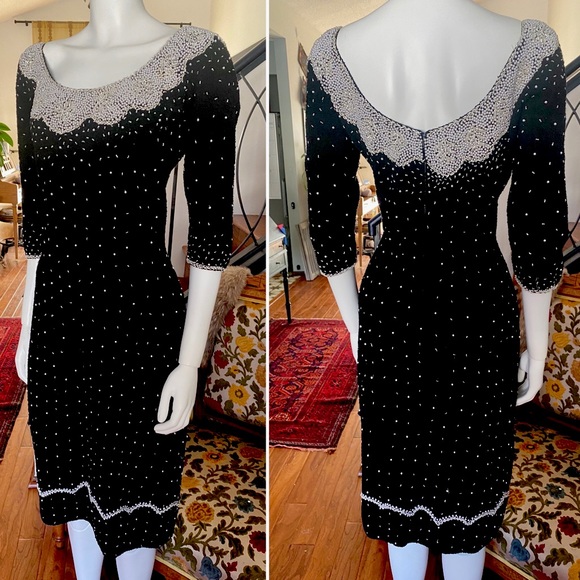 Gene Shelly Dresses Vintage 96s Gene Shelly Beaded Knit Dress